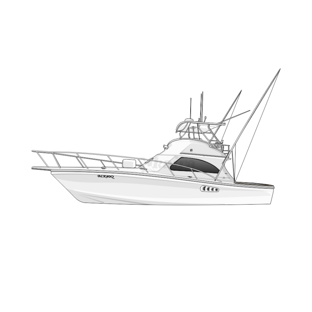 Complex custom yacht redraw illustration for premium crew shirts