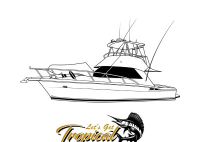 Custom boat redraw for Gold Coast gamefishing shirts