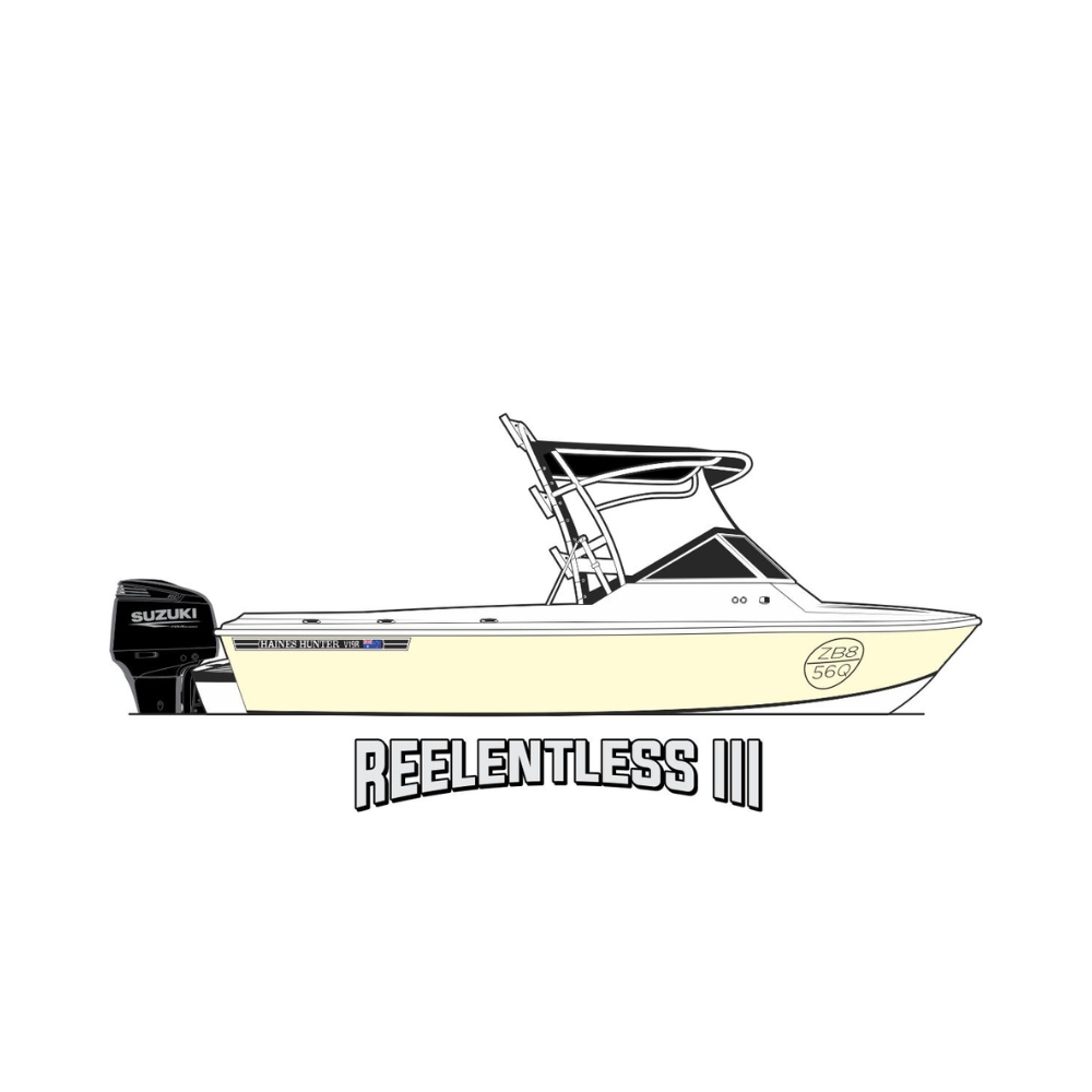 Reelentless III boat redraw for premium custom boat shirts