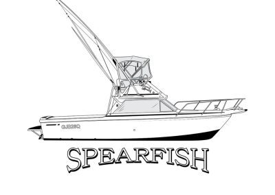 Spearfish line boat redraw for premium gamefishing shirts